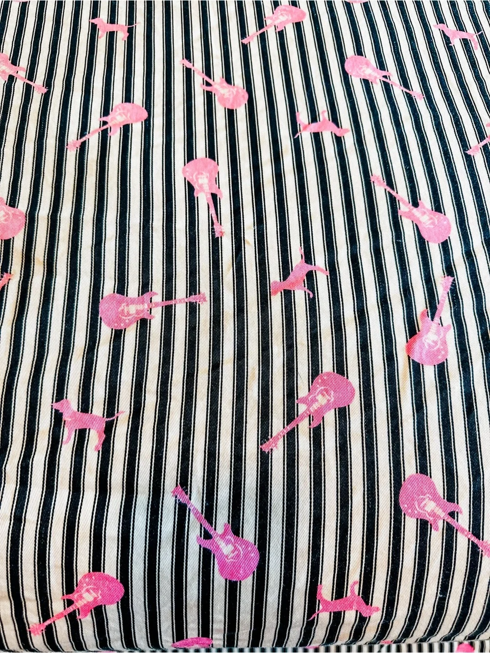 PINK Victoria's Secret Black & White Striped Comforter - Dogs & Guitars